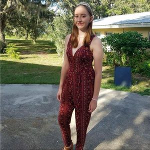 Red Floral Jumpsuit
